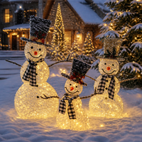 Bonhomme de neige lumineux en fer pour Noël, décor extérieur, LED blanc chaud, écharpe à carreaux Buffalo, pour pelouse, porche, jardin, vente directe usine
