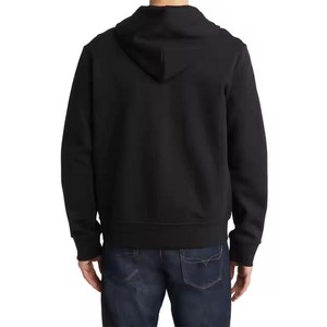 Sweat-shirt à capuche zippé noir pour homme, coupe classique, couleur unie, décontracté, 100% coton, tissu French Terry, sweat-shirt uni pour homme - Product Image 2
