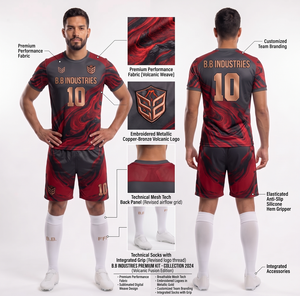 Ensemble de maillots de football personnalisés sublimés, maillot de foot en maille technique respirante avec zones en maille, tenue de match pour équipes sportives, kit OEM - Product Image 3