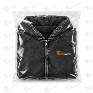Tiierwear Men's Acid Wash Washed Cotton Hoodie Zip-Up Casual Sweatshirt With Front Logo Pocket Design Autumn Style - Product Image 6