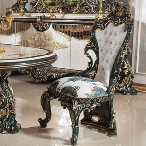 Juego de Comedor de Lujo Europeo, Estilo Francés, Madera de Caoba Sólida, Tallado Manual, Forma Ovalada, para Hogar u Hotel - Product Image 5