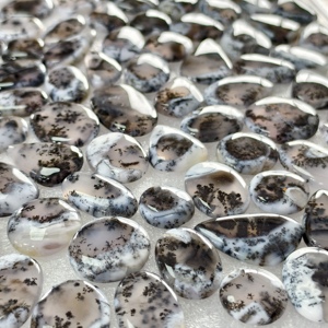Lot de pierres précieuses en agate dendritique naturelle, motif arbre, cabochons 20x13x3 49x18x3 mm - Poids moyen 16 carats - Product Image 3