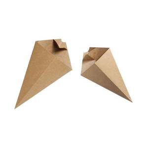 Wholesale Custom Eco-Friendly Biodegradable Food Grade Greaseproof Kraft Paper Triangle Shape French Fries Packaging <b>Box</b> - Product Image 2