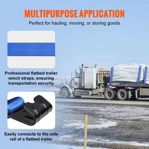 Cinghie per verricello 4 pollici x 30 piedi, capacità di carico 6000 libbre, resistenza alla rottura 18000 libbre, gancio piatto, cinghie per camion per il controllo del carico, accessori - Product Image 4