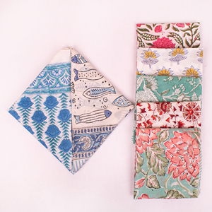 Floral Block Print Cotton <b>Bandana</b>, Handblock Printed Scarf, Lightweight Neck Tie, Eco-Friendly Summer Accessory - Product Image 1