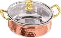 Prix de gros usine – Batterie de cuisine professionnelle pour hôtels et restaurants : Poêle à sauce en cuivre martelé antiadhésive, compatible induction, avec longue poignée en laiton