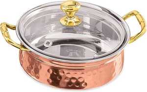 Factory Wholesale Prices Serveware and Tableware Hotel Restaurant Steel Copper Hammered Fry Sauce <b>Pan</b> with Long Brass Handle - Product Image 3