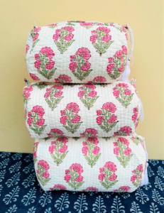 Juego de 3 Bolsas de Aseo de Algodón con Estampado Floral, Cierre de Cremallera, para Maquillaje y Cosméticos, Multicolores, Regalo para Cumpleaños - Product Image 5