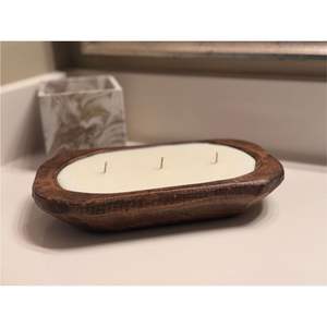 Cuenco de Madera Natural Personalizado al por Mayor para Velas de Cera con 6 Mechas y Gran Capacidad - Cuenco de Madera Sostenible - Product Image 4
