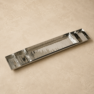 Plateau de service rectangulaire martelé en acier inoxydable, ensemble de présentoirs haut de gamme, organisateur de repas moderne et durable – Vente chaude - Product Image 2