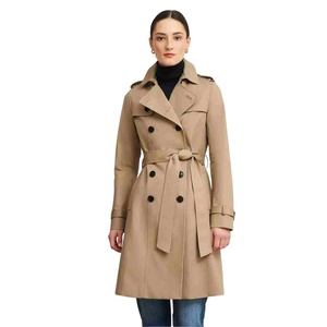 Gabardina de Mujer Casual con Forro de Poliéster Bordado para Otoño 2026, Nuevo Modelo con Cuello Vuelto y Doble Abotonadura Abierta - Product Image 1