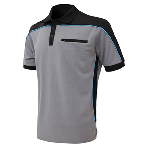 Chemise à manches courtes pour homme, gris et noir, color-block, tricotée, 100 % coton, infroissable, imprimée numériquement, séchage rapide, design décontracté - Product Image 2