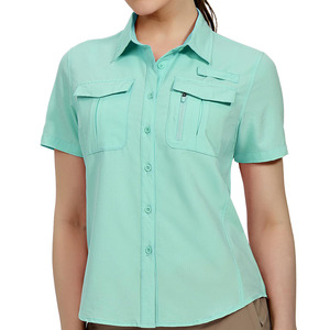 Camisetas de pesca de tela premium para exteriores, de buena calidad, con impresión de logotipo personalizado, para mujer. - Product Image 1
