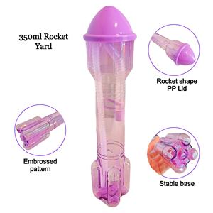 2025 Design Space Rocket Style 350ml Nouveauté Gobelets en plastique PET avec couvercle en paille pour fête Souvenir Long Neck Drink - Product Image 3