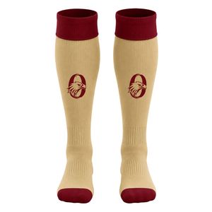 Beige and Maroon Soccer Team Socks Long <b>Knee</b> <b>High</b> Athletic Performance Football Training Game Socks for Men Women Youth - Product Image 1