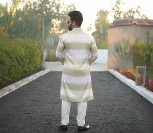 Conjunto de Kurta y Pijama Reversible de Algodón para Hombre, Bordado, Tradicional Indio/Pakistaní, para Bodas, Diwali, Fiestas, Ropa Casual - Product Image 2