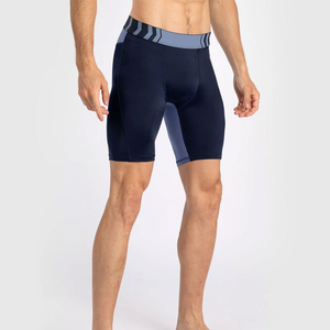 Shorts sportifs pour hommes à taille mi-haute, élastiques, couleur unie, en tissu tricoté respirant en Spandex et Polyester, longueur courte - Product Image 2