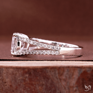 2ct elongated cushion cut lab grown diamond engagement <b>ring</b> <b>split</b> pave white gold with IGI certified center soft luxury - Product Image 3