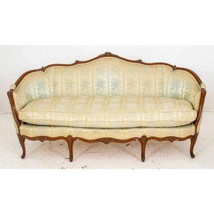 Home Furniture Upholstered Three Seat <b>Sofa</b> Curved Arms <b>Wood</b> <b>Frame</b> Fabric Cover Living Room Furniture - Product Image 4