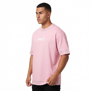 T-shirts en coton pour hommes, surdimensionnés, à épaules tombantes, de haute qualité, avec strass, vente en gros personnalisée - Product Image 3