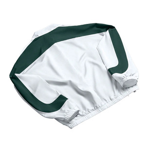 Men's White Green Color Block Track <b>Jacket</b> With <b>Zipper</b> Stand Collar Sporty Style Breathable Polyester Spring Racer Men's <b>Jackets</b> - Product Image 4