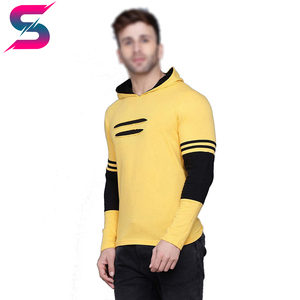 2026 Black And Yellow Contrast Color OEM ODM Service Out <b>Door</b> Casual Wear Latest Style Lightweight Regular Sleeve Hoodies - Product Image 2