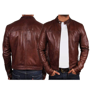 Blouson en cuir pakistanais pour homme, best-seller, avec col montant, en toile imperméable et respirante, vêtement d'extérieur d'hiver - Product Image 2