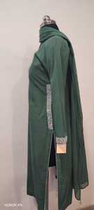 Women's Green Rayon <b>Abaya</b> With Embroidered Sleeves And Slit Hem For <b>Prayer</b> Modest Floor Length Loose Fit Middle East Style - Product Image 5