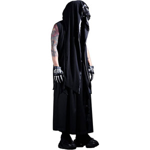เสื้อคลุมยาวแบบมีฮู้ดสำหรับผู้ชาย แขนกุด ผ้าตาข่าย ตัดเย็บแบบเปิด ทรงเวสต์ สไตล์โกธิค สตรีทแวร์ สีดำ รุ่น 2026 - Product Image 6