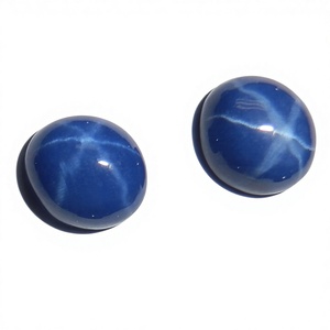 ไพลินบลูสตาร์ทรงรีขนาด 8x10 มม. 3.5 กะรัต ผลิตในห้องปฏิบัติการ ขัดเงาแบบคาโบชอง พร้อมเอฟเฟกต์ดาว 6 แฉก สำหรับทำเครื่องประดับ - Product Image 6