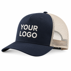 Custom Embroidered Trucker <b>Hat</b> Navy Blue Mesh Back 6-Panel Adjustable <b>Cap</b> For Men Casual Spring Summer Wear - Product Image 5