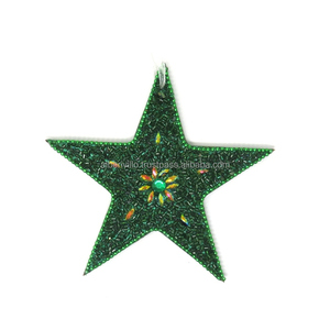 Adorno de decoración navideña de fábrica directa, forma de estrella de árbol de Navidad de diferentes formas de alta calidad con purpurina colorida - Product Image 5