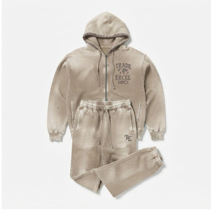 Men's Black Solid 2-in-1 Hooded Tracksuit <b>Full</b> <b>Zip</b> <b>Sweatshirt</b> and Sweatpants Set with Front Logo Print Casual Winter - Product Image 6