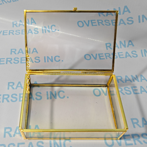Caja de Joyería de Vidrio con Marco de Latón Estilo Vintage, Estuche Transparente para Guardar Anillos, Aretes y Collares, Organizador Decorativo, Regalo - Product Image 4