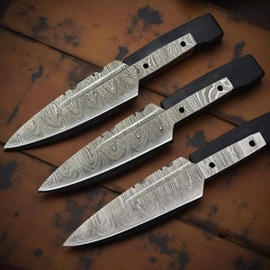 Hoja en bruto Sgian Dubh hecha a mano, de acero de Damasco tratado térmicamente, con trabajo de limado, para fabricación de cuchillos escoceses - Product Image 1