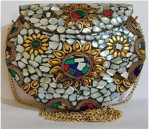 Hip-Hop Mosaic <b>Work</b> Metal <b>Bags</b> for Women Best Price GC-BG-548 Fashion and Rock Style for Partywear From Indian Exporter. - Product Image 1