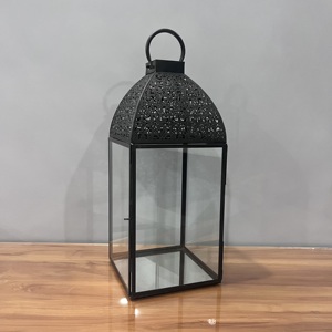 โคมไฟเหล็กและแก้วลายสลักสำหรับตกแต่งบ้าน - Product Image 4