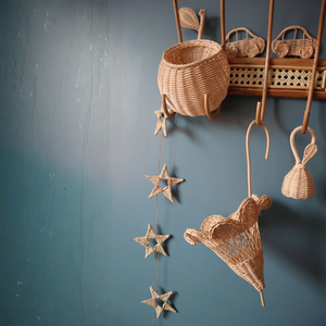 Rattan Wall Decor Set Kids Room <b>Ornament</b> Handmade Wicker <b>Car</b> and Rabbit Hanging Pieces for Children Bedroom Wall Aesthetic - Product Image 3