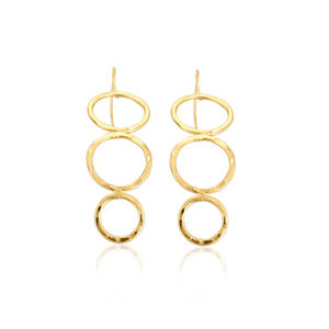 Boucles d'oreilles pendantes élégantes plaquées or de qualité supérieure pour femmes, bijoux statement au style classique pour les fêtes, boucles d'oreilles délicates - Product Image 1