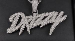 <b>Iced</b> <b>Out</b> Moissanite Letter Pendant Rhodium Plated 925 Silver <b>Chain</b> Unisex Hiphop Pendant Everyday Wear Charm - Product Image 2