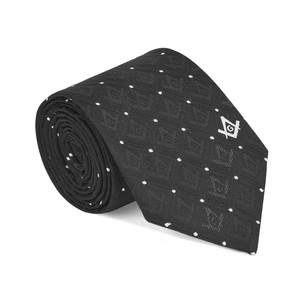 Corbata Masónica Personalizada con Bordado a Máquina del Patrón Cuadrado y Compás de la Logia Azul Maestra - Product Image 1