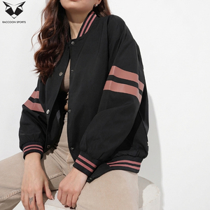Nouvelle Arrivée Veste universitaire pour femme OEM ODM, couleur unie, bordure contrastante, manches longues, col boutonné, coupe classique, pour l'automne - Product Image 2