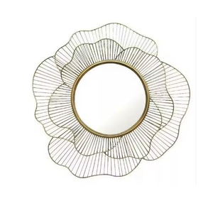 Modern Hand Made Wedding Round <b>Metal</b> Framed Hanging Mirrors Irregular Wall Mounted Wavy Edges White <b>Frame</b> Wall - Product Image 4