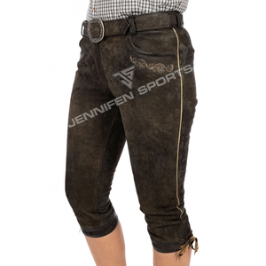 <b>Womens</b> Bavarian <b>Under</b>-Knee Suede Leather Lederhosen Outfit Oktoberfest Party <b>Shorts</b> Formal Straight Canvas Dark Wash Breathable - Product Image 3