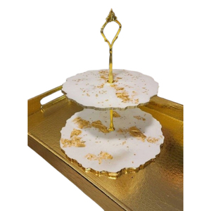 Soporte de Pastel de Resina de Lujo de 3 Niveles con Hojuelas Doradas, Exhibidor de Postres Moderno y Elegante con Resina Epoxi para Bodas, Fiestas y Decoración de Mesa en el Hogar - Product Image 5