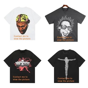 Camiseta de Marca de Alta Calidad, 260 g/m², 100 % Algodón, Estilo Hip Hop, Holgada, Vintage, Lavada al Ácido, con Estampado Gráfico de Estrella Infernal para Hombre - Product Image 4