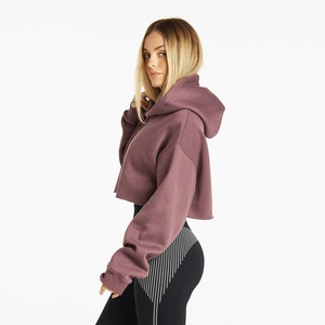 Sudadera con capucha extragrande para mujer, estilo crop top, lisa, con estampado personalizado de letras, estilo streetwear, con logo frontal bordado en 3D - Product Image 6