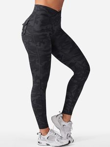 High Waist Cargo Gym <b>Leggings</b> With <b>Pockets</b> Cami Peach Butt Lift Yoga Pants Workout Fitness Activewear Wholesale - Product Image 3