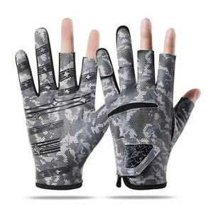 Guantes de Pesca de Cuero Personalizados al por Mayor, sin Dedos, Protección Solar, Cierre de Gancho y Bucle, Impresión Reflectante, Unisex - Product Image 1