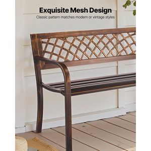 Panca da Esterno in Acciaio al Carbonio da 46 Pollici con Schienale in Rete PVC e Braccioli con Bordi Arrotondati, Resistente alle Intemperie - Product Image 3